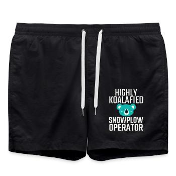 Snowplow Operator Koalafied Schneepflugfahrer - Badeshorts - Schwarz - Vorne - AI Model Male 185 light (185cm)