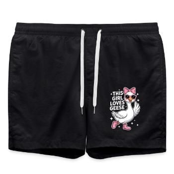 Oie Disant Fille Oies Drôle Oie Cadeau - Short de bain - noir - Devant - AI Model Male 185 light (185cm)
