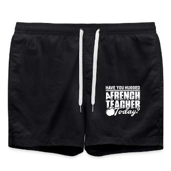 French Teacher Hugged A French Teacher - Swim Trunks - black - Front - AI Model Male 185 light (185cm)