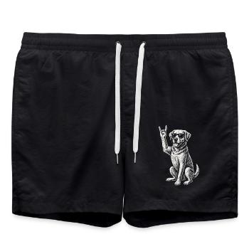 Rock Musik Golden Retriever Funny Heavy Metal Dog - Badeshorts - Schwarz - Vorne - AI Model Male 185 light (185cm)