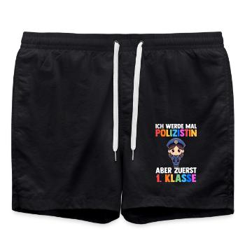 Polizist Erste Klasse Einschulung Schulkind - Badeshorts - Schwarz - Vorne - AI Model Male 185 light (185cm)