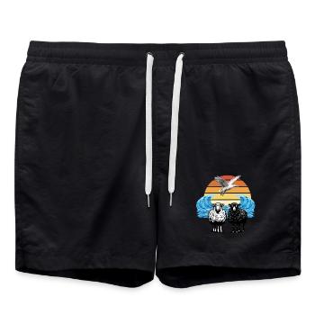 mouton mouton coucher de soleil mer mouette - Short de bain - noir - Devant - AI Model Male 185 light (185cm)