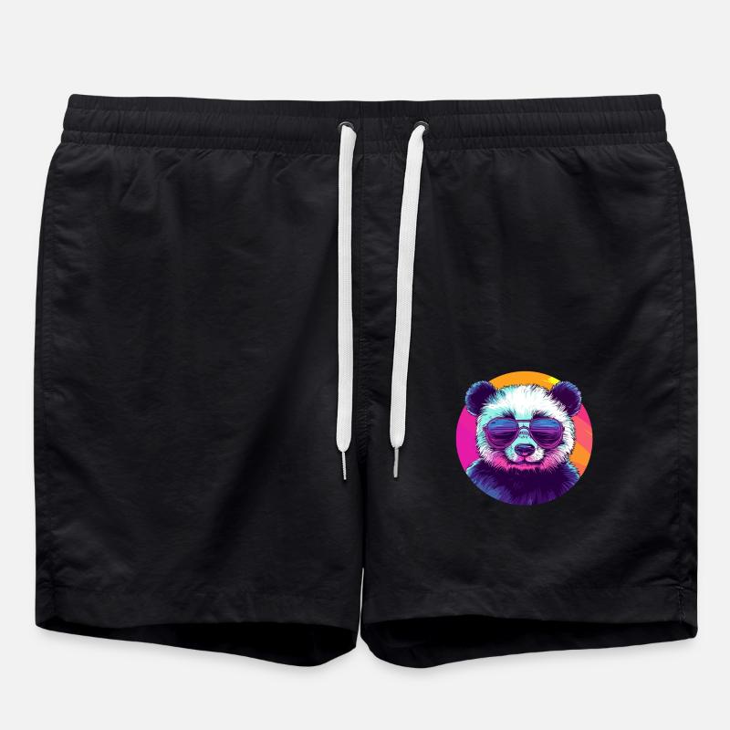 Cooler Panda mit Sonnenbrille - Badeshorts - Schwarz