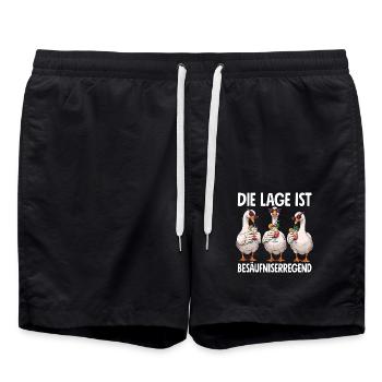 The location is drunken, geese - Swim Trunks - black - Front - AI Model Male 185 light (185cm)
