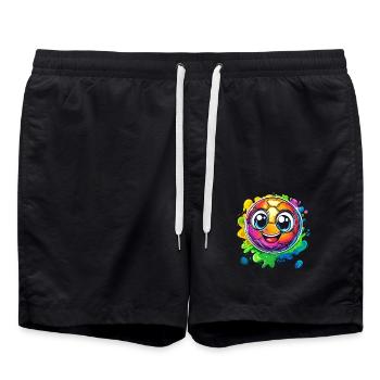 Football coloré avec un visage - Short de bain - noir - Devant - AI Model Male 185 light (185cm)