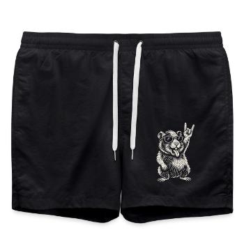 Cochon d’Inde Rock Musique Drôle Heavy Metal Rétro - Short de bain - noir - Devant - AI Model Male 185 light (185cm)