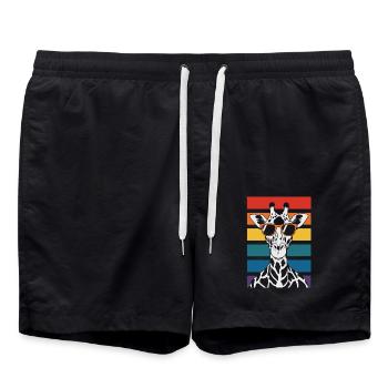 Giraffe with sunglasses sunset - Swim Trunks - black - Front - AI Model Male 185 light (185cm)