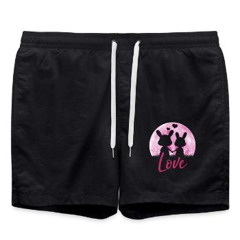 Bunny love - Valentine's Day Geschenk - Badeshorts - Schwarz - Vorne - AI Model Male 185 light (185cm)