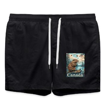 Canadian Beaver By The River In Beautiful Setting - Swim Trunks - black - Front - AI Model Male 185 light (185cm)