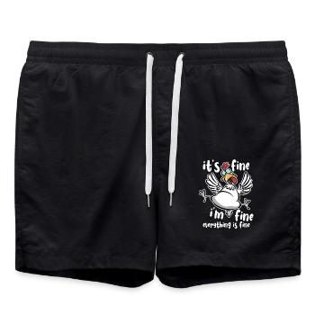 Poulet - C’est bien, je vais bien, tout va bien - Short de bain - noir - Devant - AI Model Male 185 light (185cm)