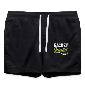 Tennis Spieler Racket Scientist - Badeshorts - Schwarz - Vorne - AI Model Male 185 light (185cm)