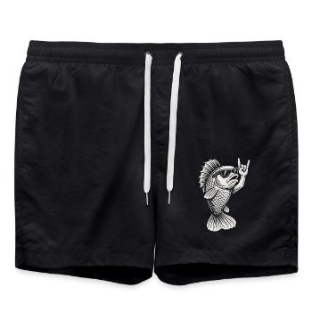 Metal Musik Goldfish Rock Musik Funny Fish Rock - Badeshorts - Schwarz - Vorne - AI Model Male 185 light (185cm)