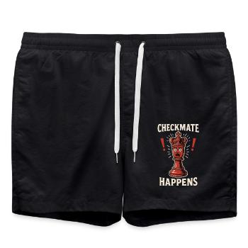 Schachmatt Happens Schachspieler Brettspiel - Badeshorts - Schwarz - Vorne - AI Model Male 185 light (185cm)