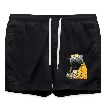 Chat avec du café et le dicton - Short de bain - noir - Devant - AI Model Male 185 light (185cm)