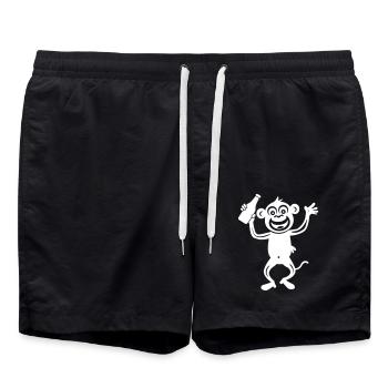 Affe Bierflasche - Badeshorts - Schwarz - Vorne - AI Model Male 185 light (185cm)