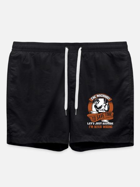 CNC Machinist To Save Time - Swim Trunks - black