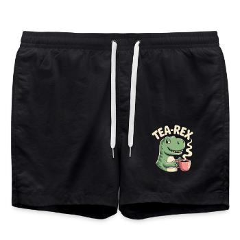Funny tea design with Tea rex - Swim Trunks - black - Front - AI Model Male 185 light (185cm)