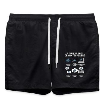 Ce que je fais de mon temps libre – T-shirt piano - Short de bain - noir - Devant - AI Model Male 185 light (185cm)
