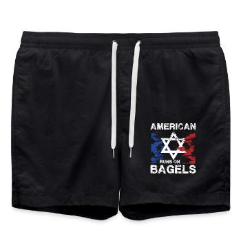 Bagels américains avec motif d’étoiles et - Short de bain - noir - Devant - AI Model Male 185 light (185cm)