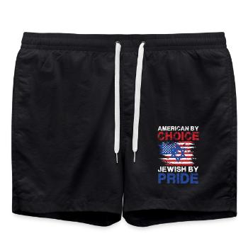 Américain Par choix Juif Par Fierté Drapeau Design - Short de bain - noir - Devant - AI Model Male 185 light (185cm)