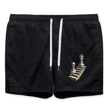 Schachspieler Bauer Zu Dame Reise - Badeshorts - Schwarz - Vorne - AI Model Male 185 light (185cm)