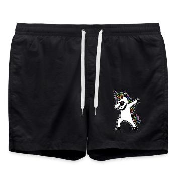 Unicorn dabbing - rainbow colors - gift - Swim Trunks - black - Front - AI Model Male 185 light (185cm)