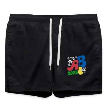 Abi 25 - Abitur - Blumen Geschenk - Badeshorts - Schwarz - Vorne - AI Model Male 185 light (185cm)