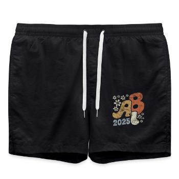 Abi 25 - Abitur - Vintage Blumen Geschenk - Badeshorts - Schwarz - Vorne - AI Model Male 185 light (185cm)