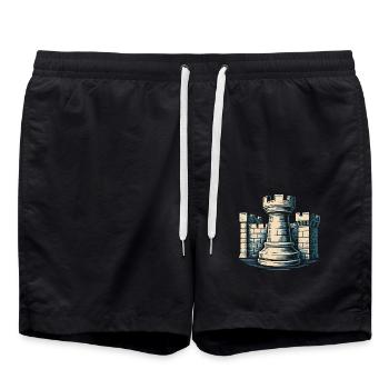 Tour d’échecs Forteresse Les joueurs d’échecs s’unissent - Short de bain - noir - Devant - AI Model Male 185 light (185cm)