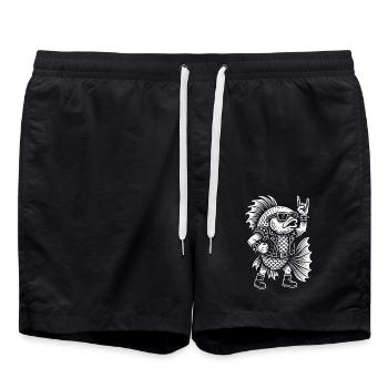 Metal Music Rock Humor Guppy Fish - Swim Trunks - black - Front - AI Model Male 185 light (185cm)
