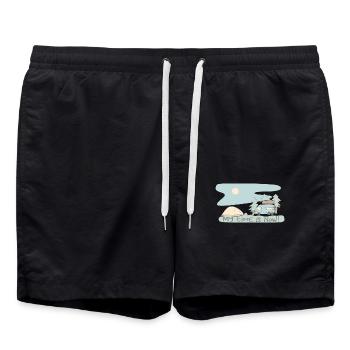 My Time Is Now - Retro Camping Adventure Design My - Badeshorts - Schwarz - Vorne - AI Model Male 185 light (185cm)