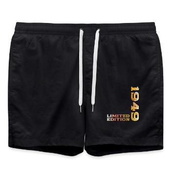 76th Birthday Original Year 1949 - Swim Trunks - black - Front - AI Model Male 185 light (185cm)