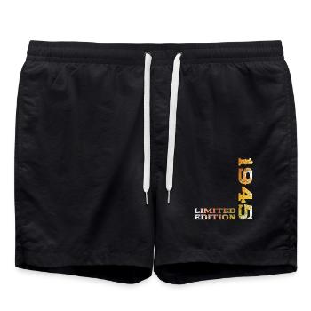 80th Birthday Legend Born in 1945 - Swim Trunks - black - Front - AI Model Male 185 light (185cm)