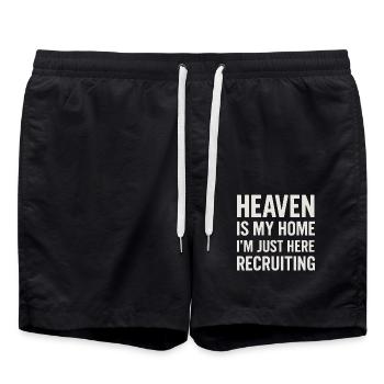 Heaven is my home - here to recruit - Swim Trunks - black - Front - AI Model Male 185 light (185cm)