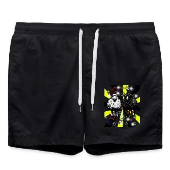 Retro Schafe Schaf Vintage 60er Lämmer Kinder - Badeshorts - Schwarz - Vorne - AI Model Male 185 light (185cm)