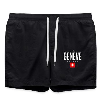 Genf Schweiz - Badeshorts - Schwarz - Vorne - AI Model Male 185 light (185cm)