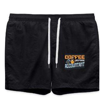 Accountant Coffee Before Finance Coffee Lover - Badeshorts - Schwarz - Vorne - AI Model Male 185 light (185cm)