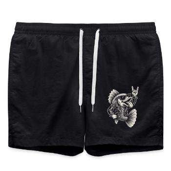 Rock Music, Funny Fish, Metal Music, Goldfish - Swim Trunks - black - Front - AI Model Male 185 light (185cm)