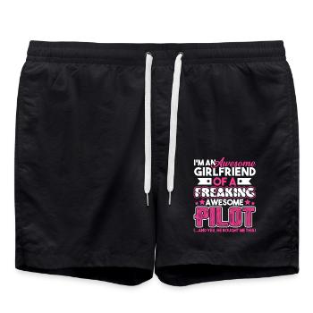 Pilot Proud Pilot Girlfriend - Swim Trunks - black - Front - AI Model Male 185 light (185cm)