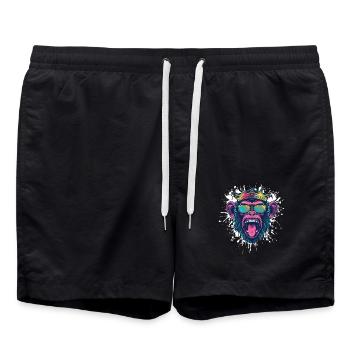 Affe Lustig - Badeshorts - Schwarz - Vorne - AI Model Male 185 light (185cm)