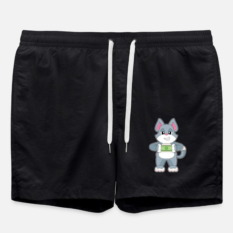 Cat Banknote - Swim Trunks - black