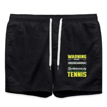 Tennis Player Warning Talking About Tennis - Swim Trunks - black - Front - AI Model Male 185 light (185cm)