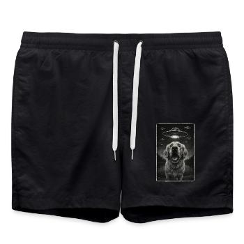 Drôle de chien et d’OVNI dans la forêt - Short de bain - noir - Devant - AI Model Male 185 light (185cm)