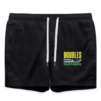 Tennis Spieler Doubles Partner Design - Badeshorts - Schwarz - Vorne - AI Model Male 185 light (185cm)