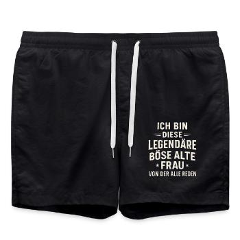 Legendary Evil Old Woman – Statement - Swim Trunks - black - Front - AI Model Male 185 light (185cm)