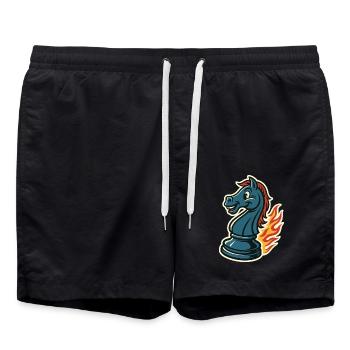 Chess Knight In Flames Funny - Swim Trunks - black - Front - AI Model Male 185 light (185cm)