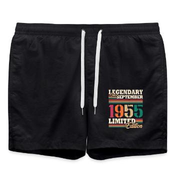 Vintage 1955 Septembre Cadeau Anniversaire Rétro - Short de bain - noir - Devant - AI Model Male 185 light (185cm)