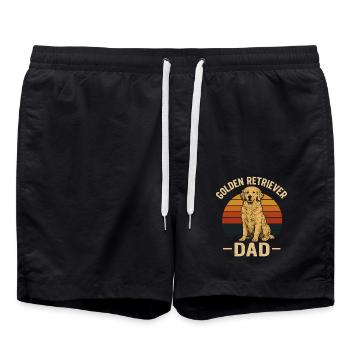 Golden Retriever Dad Retro Style - Swim Trunks - black - Front - AI Model Male 185 light (185cm)