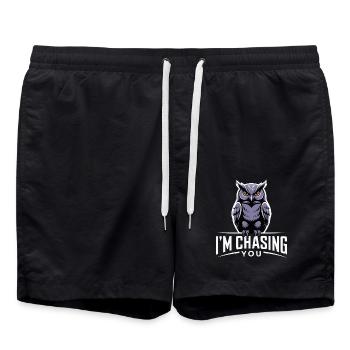 OWL CHASING YOU - Swim Trunks - black - Front - AI Model Male 185 light (185cm)