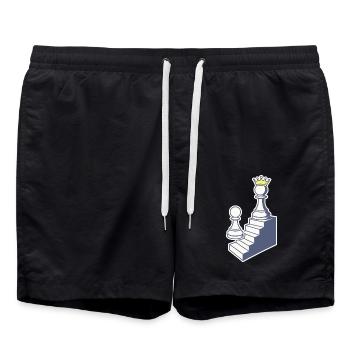Chess Player Pawn to Checkers Journey - Swim Trunks - black - Front - AI Model Male 185 light (185cm)